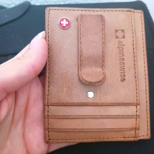 2fer!!!Alpine Swiss small cognac leather & passport holder